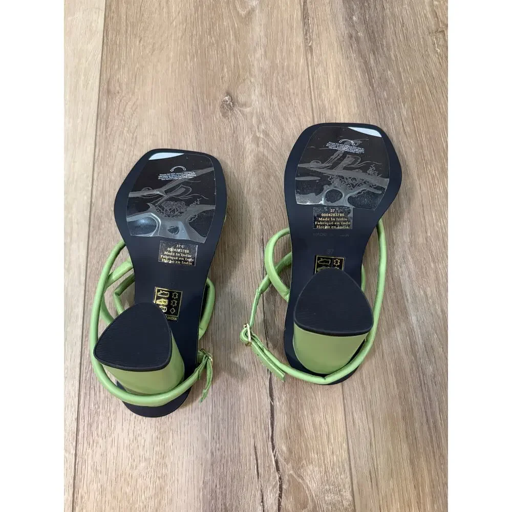 free people perth strappy slingback heels secret sage green women 6.5 US / 37 EU